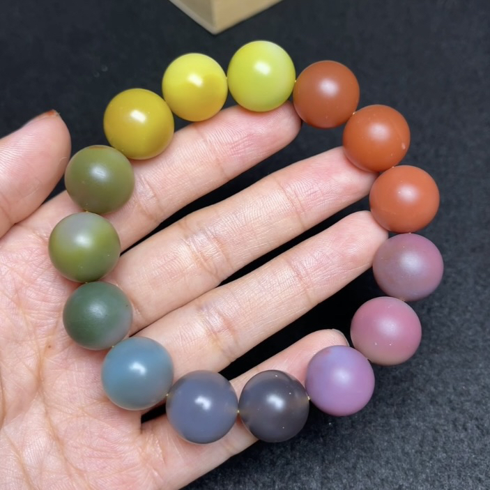 天然四川凉山盐源玛瑙收藏色标渐变光珠珠手串手链磨砂珠多圈送人