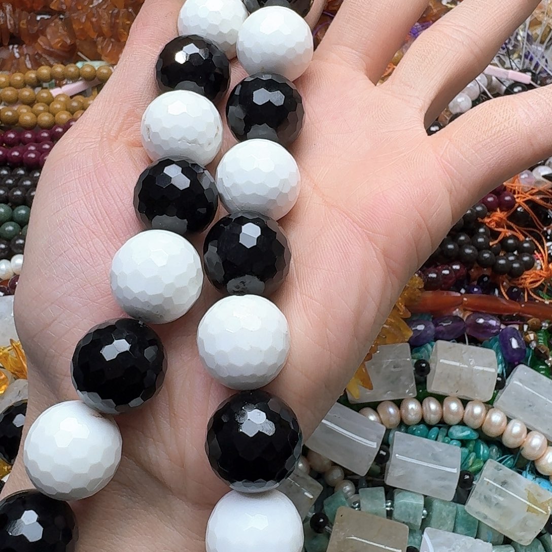 玛瑙/玉髓合金珠宝半成品一条2.0黑白玛瑙切面