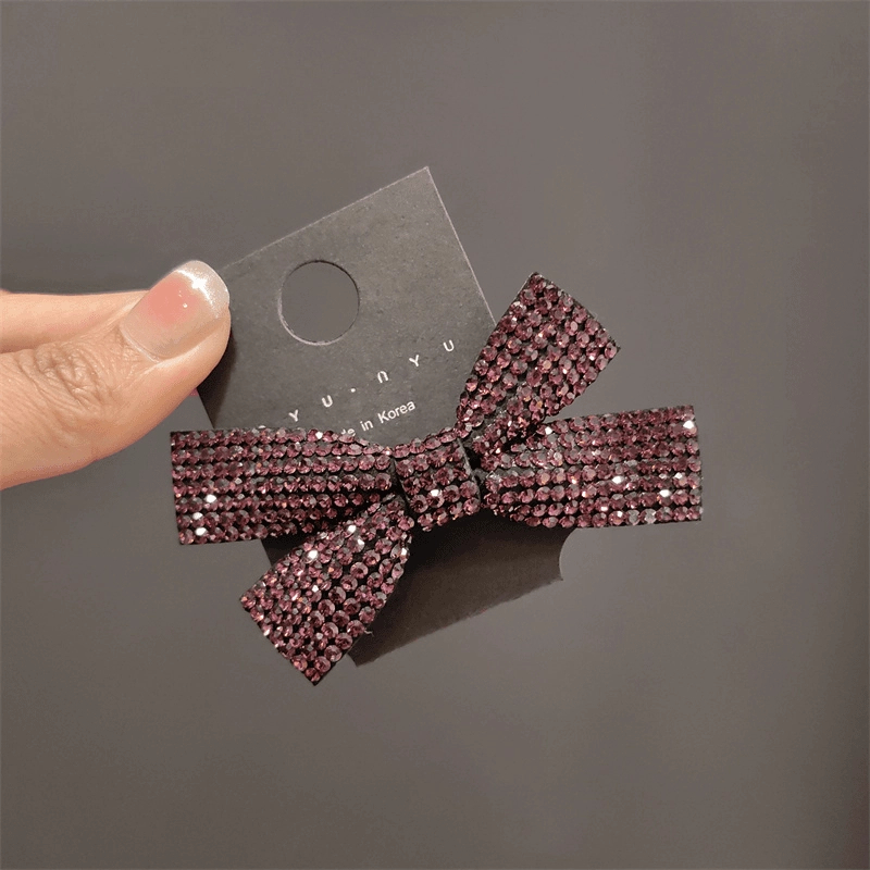 韩版施家钻蝴蝶结鸭嘴夹网红款发夹2024新款刘海侧边夹满钻碎发夹