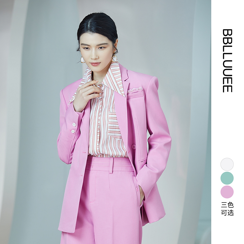 【晨晨精选】【商场同款】BBLLUUEE粉蓝衣橱秋冬多巴胺粉色时尚撞色西