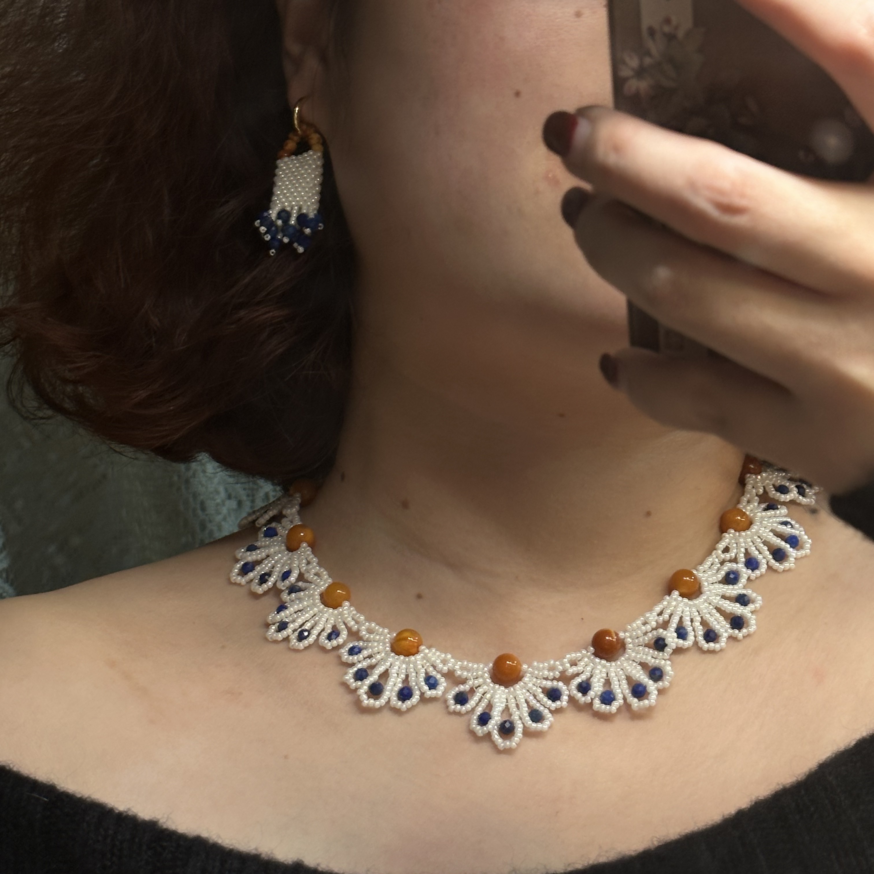 非金属玻璃项链 孔雀东南，玻璃珠子手工串珠项链无质量问题不退换