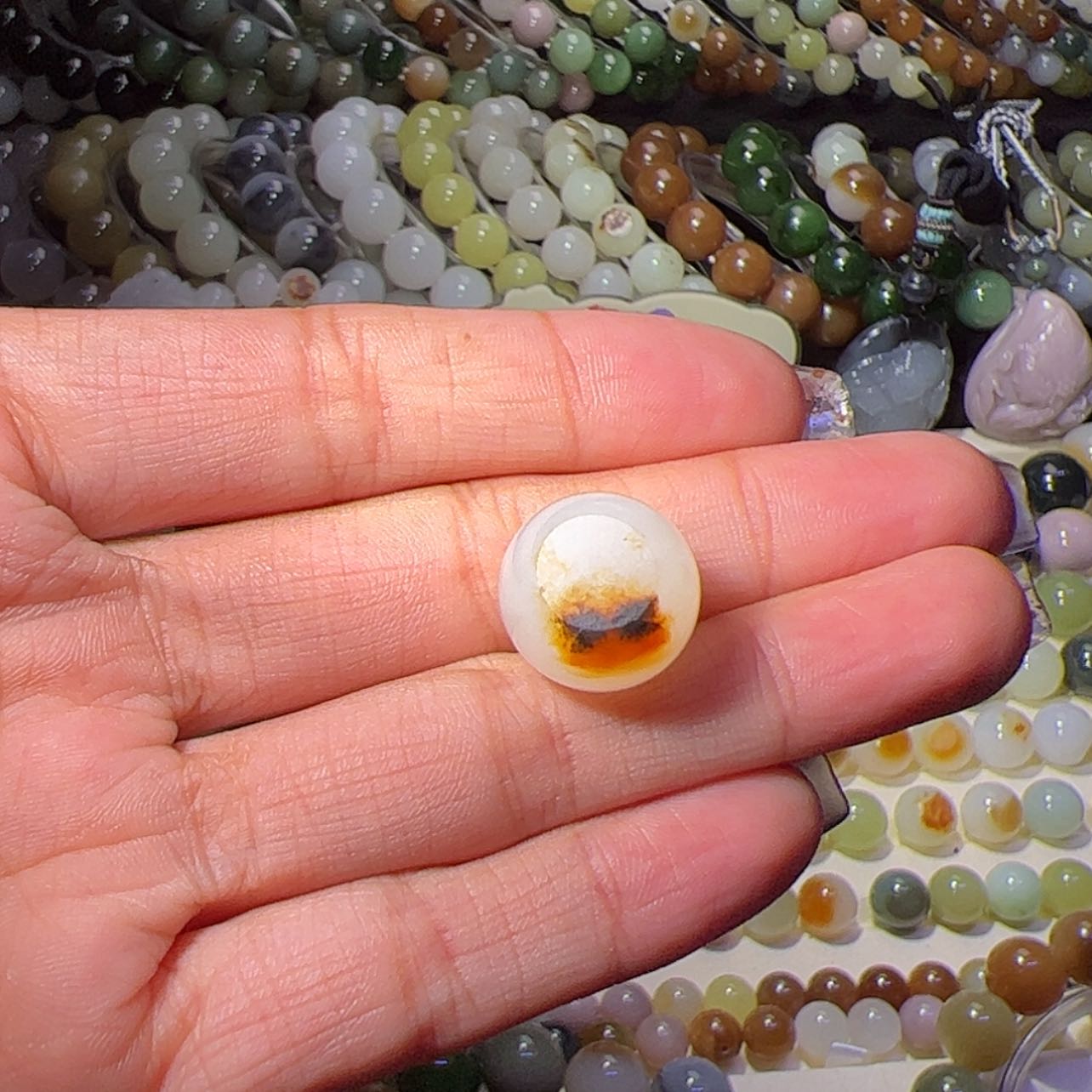 【闪购商品】未镶嵌和田玉珠宝奇石小*特色红皮15mm