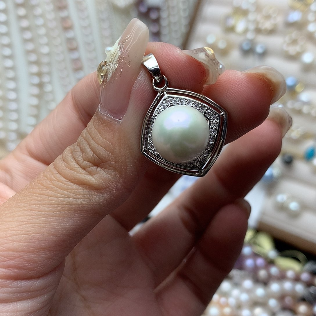 淡水珍珠11-12未镶嵌t18吊坠