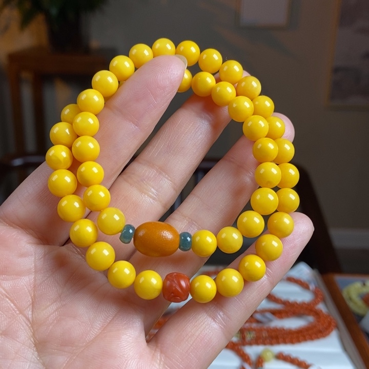 琥珀手链未镶嵌蜜蜡手串7+