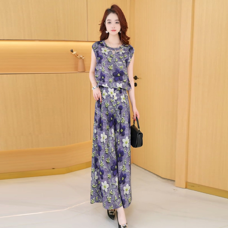 【两件套】夏季时尚女神修身洋气宽松气质休闲百搭显瘦减龄女装套裤