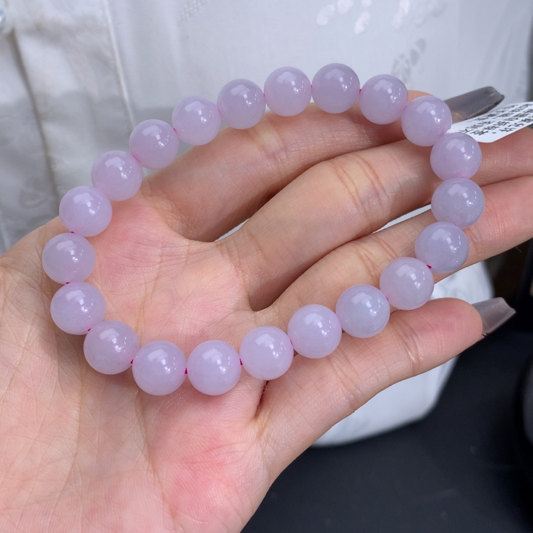 翡翠手链未镶嵌卡8.8胶润粉紫手串