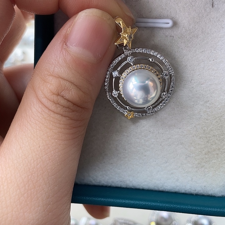 海水珍珠银S925镶嵌吊坠(不含链)