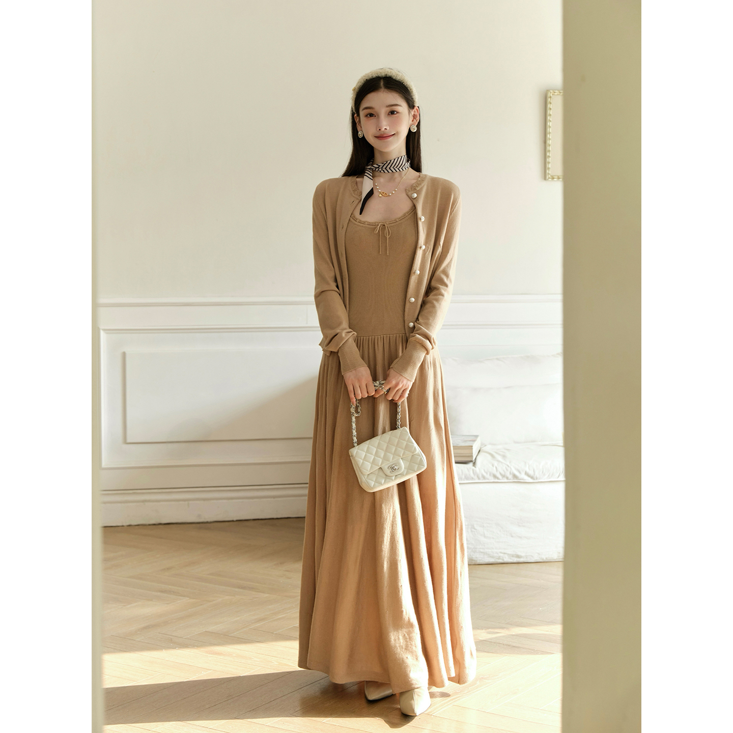 且可ChillCozy 漫时光'素简主义'羊绒羊毛纯色针织套装