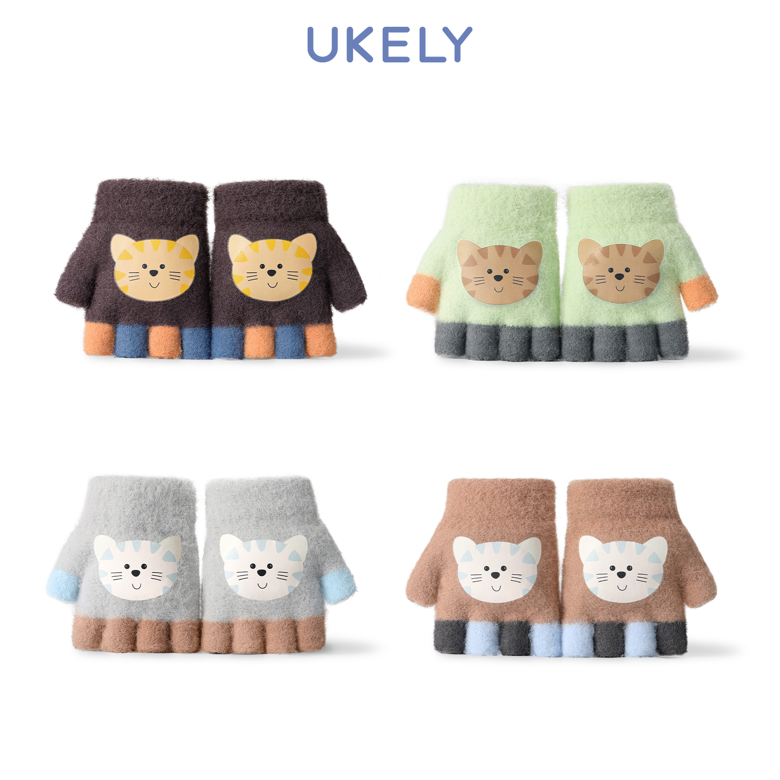 优可力宝宝手套新生婴儿漏半指手套冬季新款儿童分指手套保暖防寒