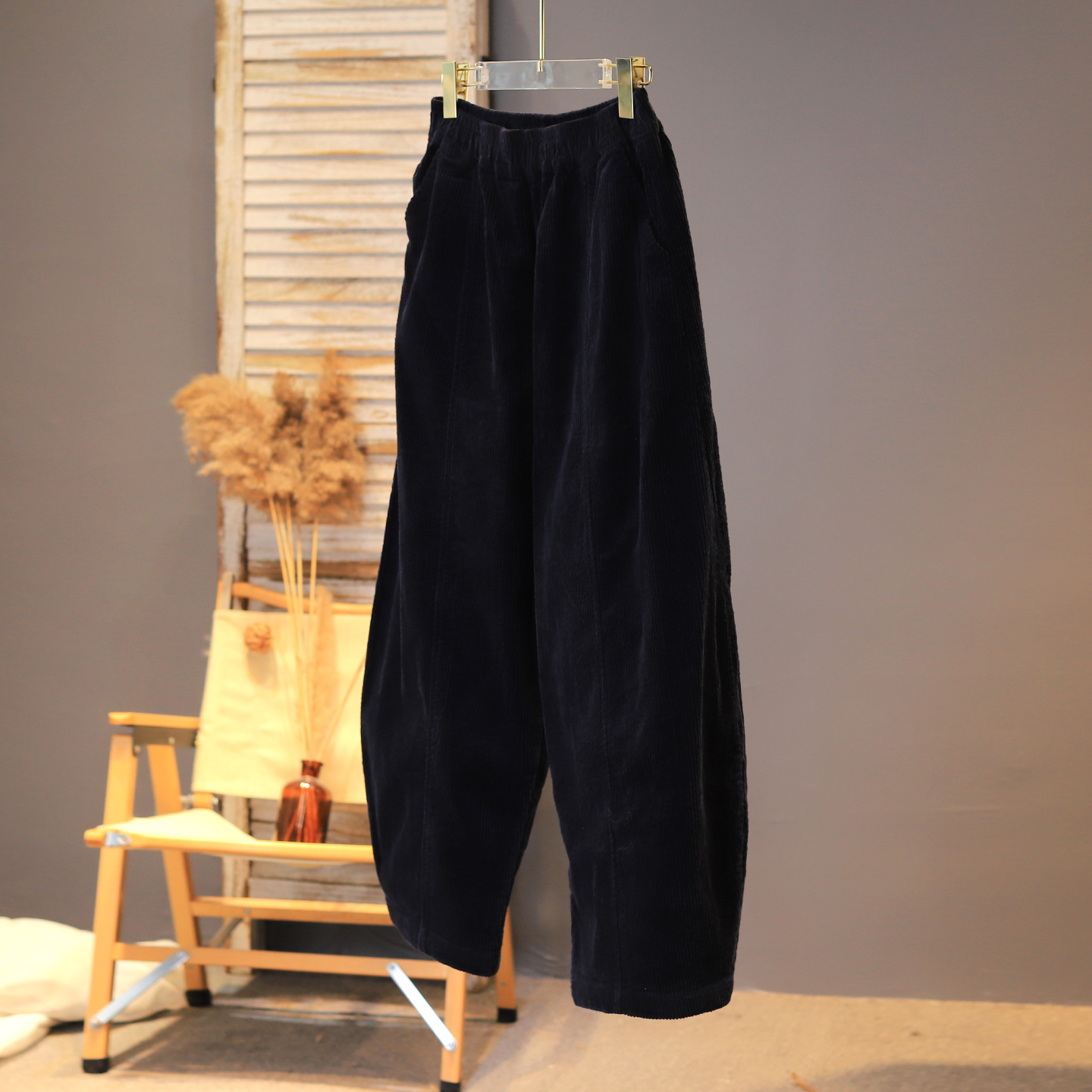 2025年冬款上新纯色双层灯芯绒宽松休闲九分裤百搭经典韩版舒适女