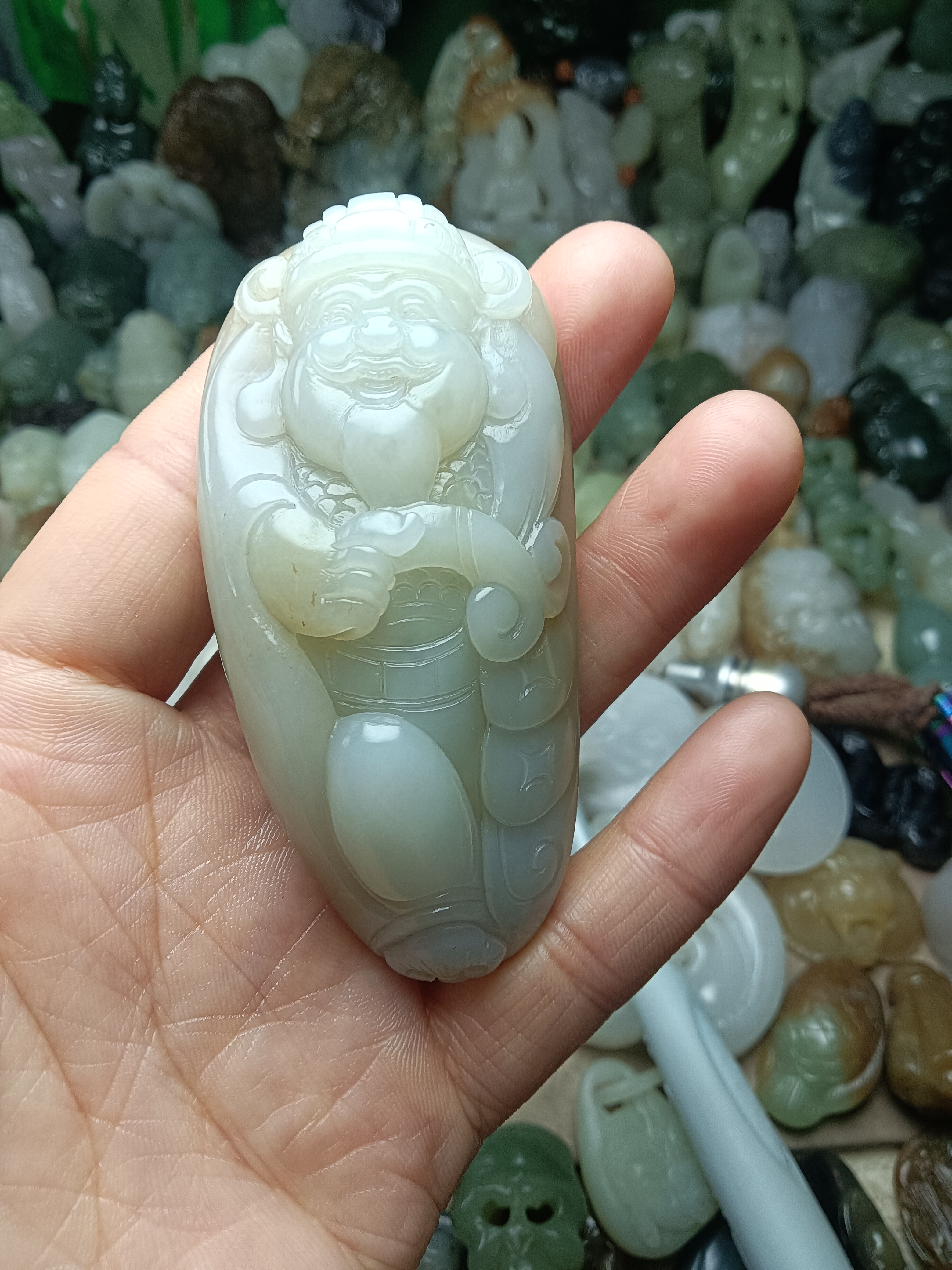 和田玉财神手把件