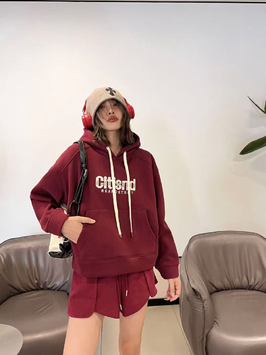 YANGSHANG 洋气抽绳印花时尚加绒加厚款卫衣 DD7137