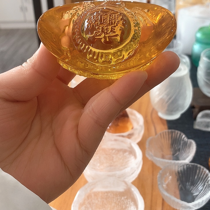 茶盏琉璃双龙戏珠元宝