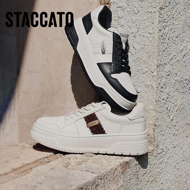 【明星同款】思加图流光风潮流撞色补丁鞋休闲运动板鞋女EUW06AM6