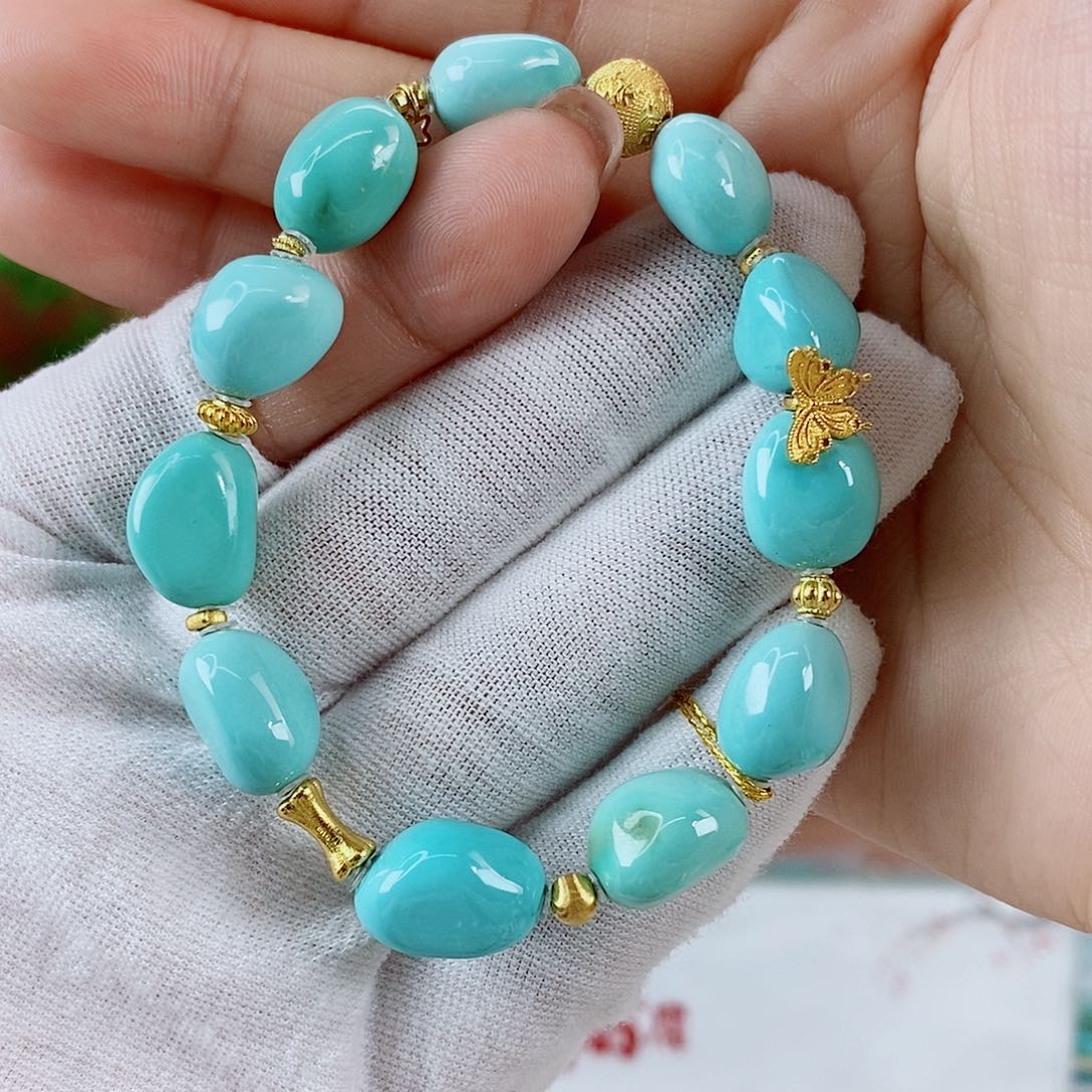 绿松石珠宝奇石18K金镶嵌