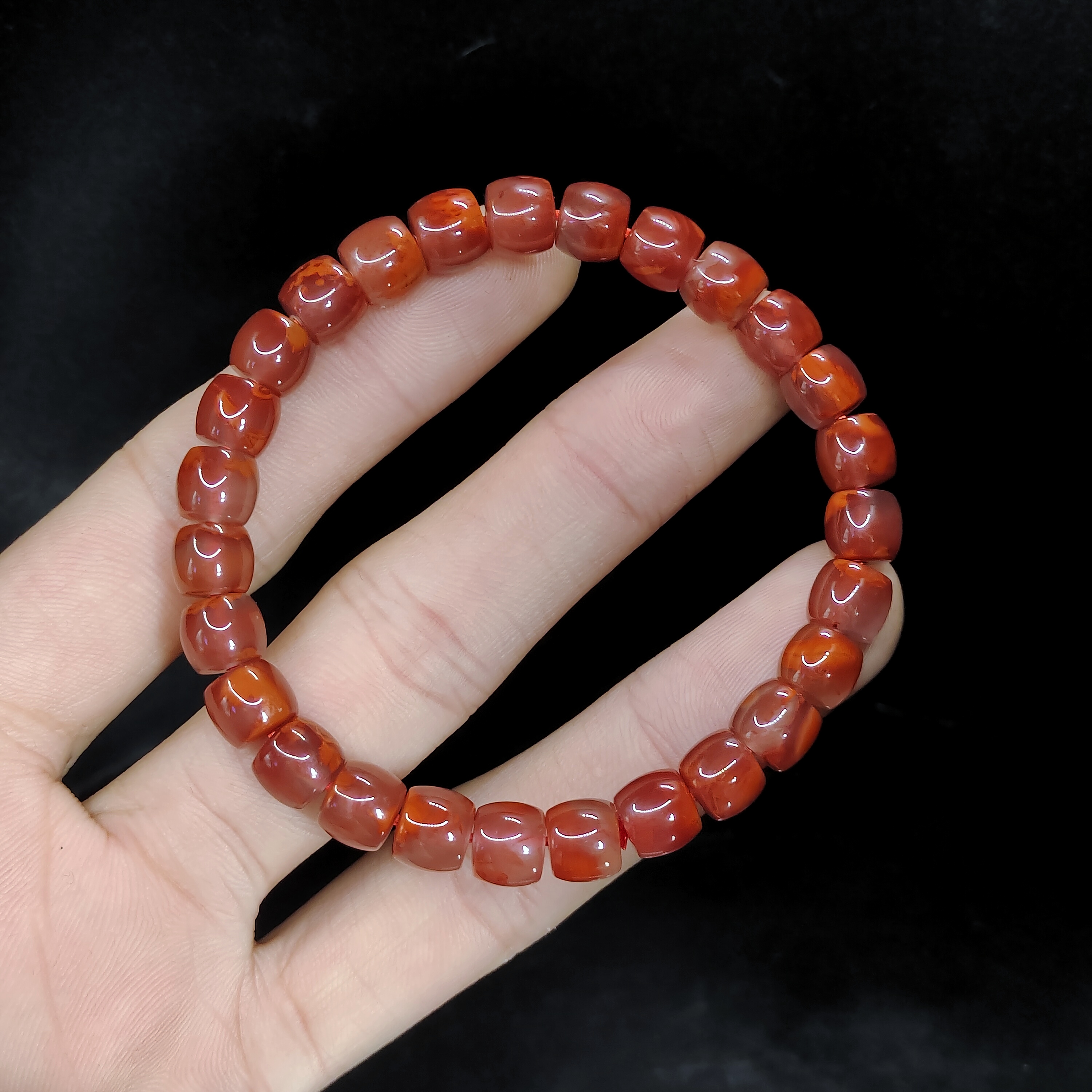 【老三珠宝】南红直切珠单圈手串X25【多样性发其一】约7mm