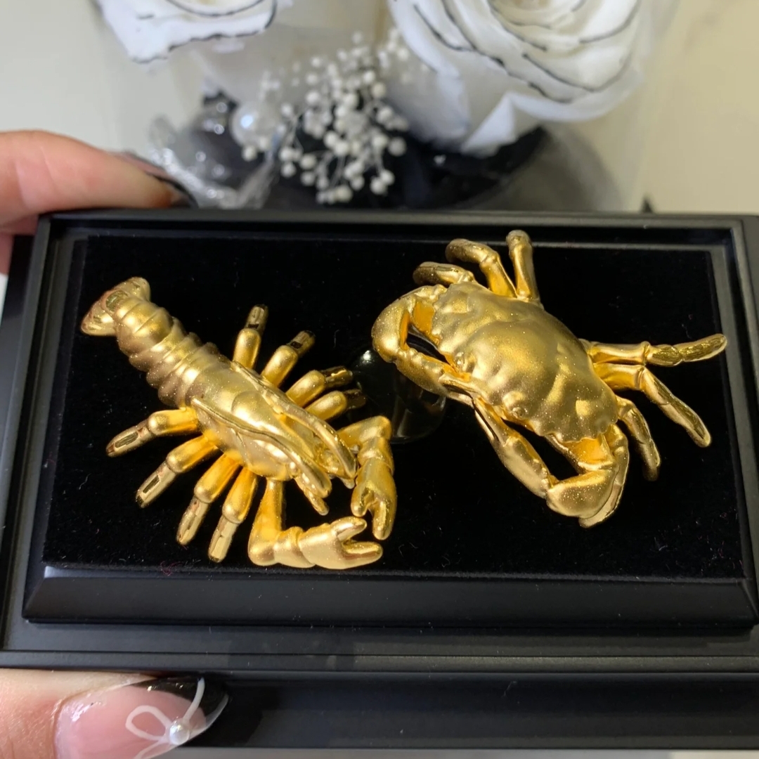 【创隆黄金】999足金大闸蟹螃蟹龙虾摆件纯金黄金