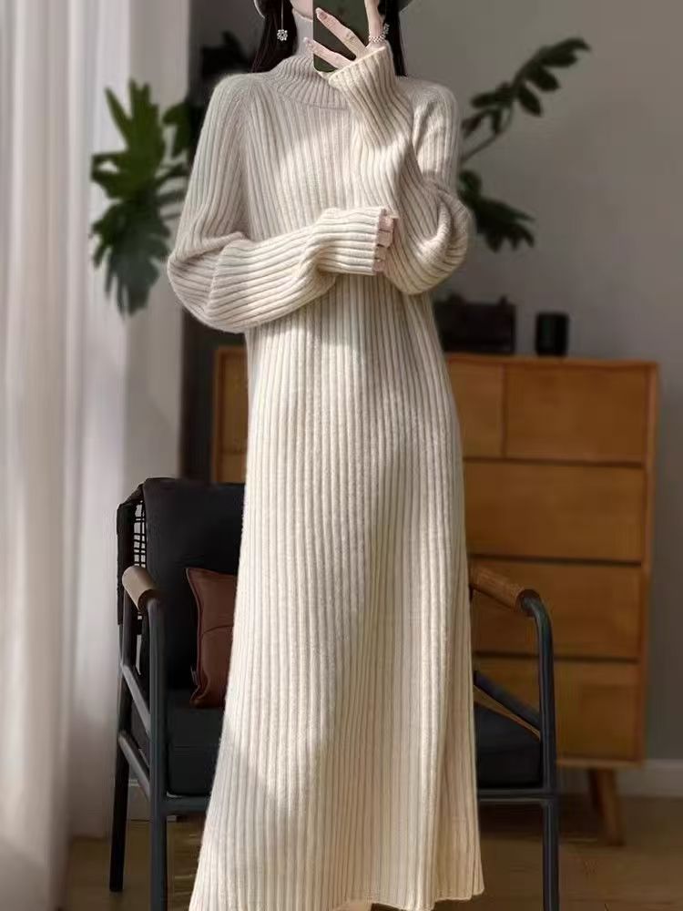 【董小姐优选】7401-7450冬季长款毛衣裙修身时尚气质小众复古美