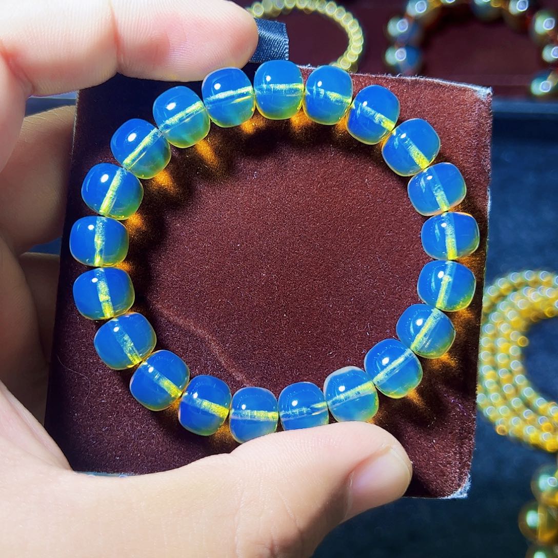 蓝珀珠宝奇石未镶嵌10mm+墨西哥蓝珀老形天空蓝毕业品质