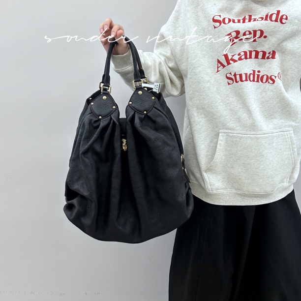 95新 LouisVuitton/路易威登 路易威登黑金单肩手提包