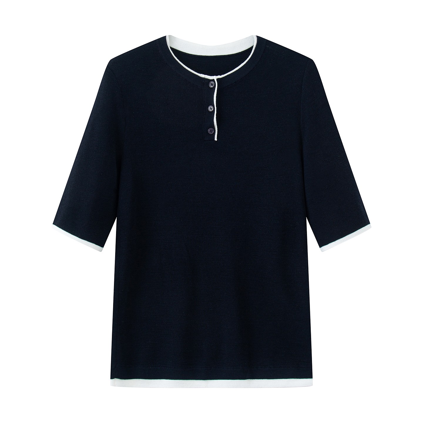 【艾家】商场同款2025夏款轻氧户外假两件圆领短袖针织衫上衣女3031