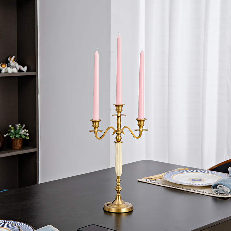 D3152 欧式高档铜烛台摆件复古家居轻奢香薰蜡烛台烛光晚餐装饰品