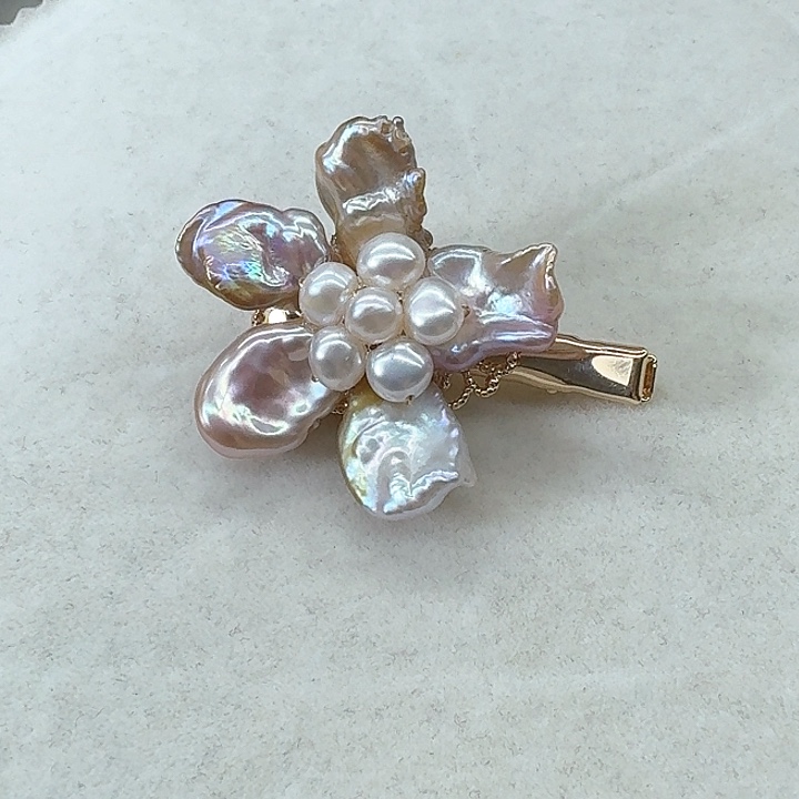 淡水珍珠发饰银S925镶嵌