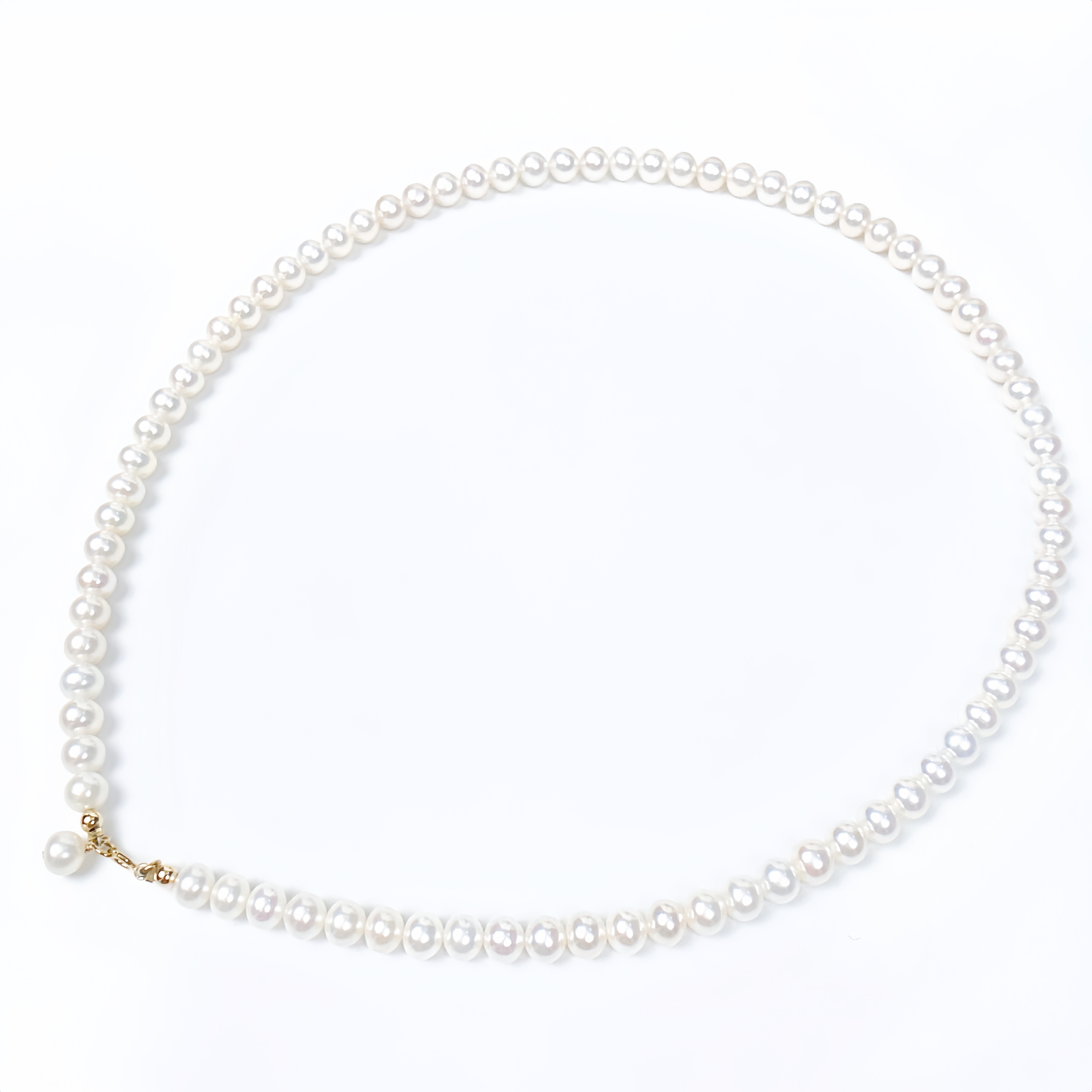 【璀璨星河】淡水珍珠项链18K金弹簧扣极光正圆小灯泡5-6mm时尚