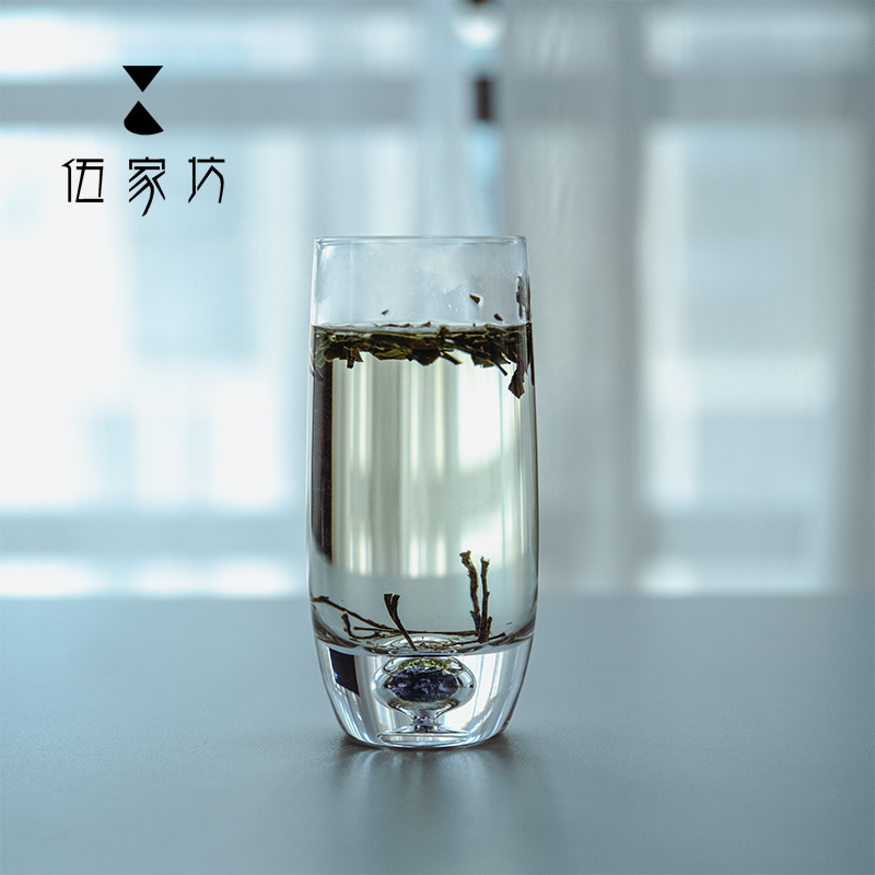 雅悟堂紫研高端浮月水晶玻璃绿茶杯紫水晶高通家用水杯大容量酒杯