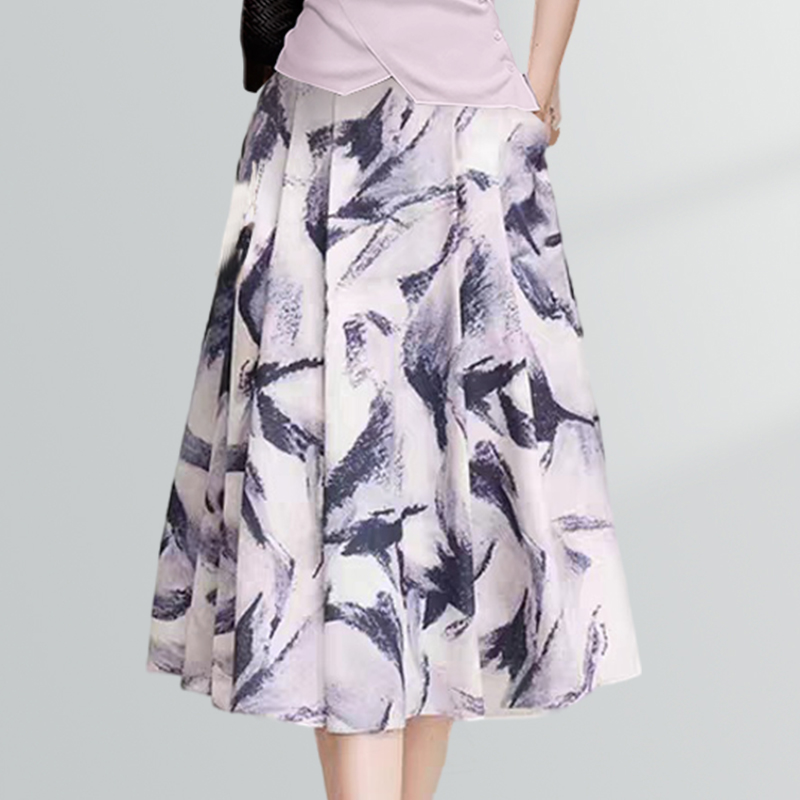 【炳瀚】25夏季时尚圆领短袖上衣半裙宽松大码女BH225WGB15823