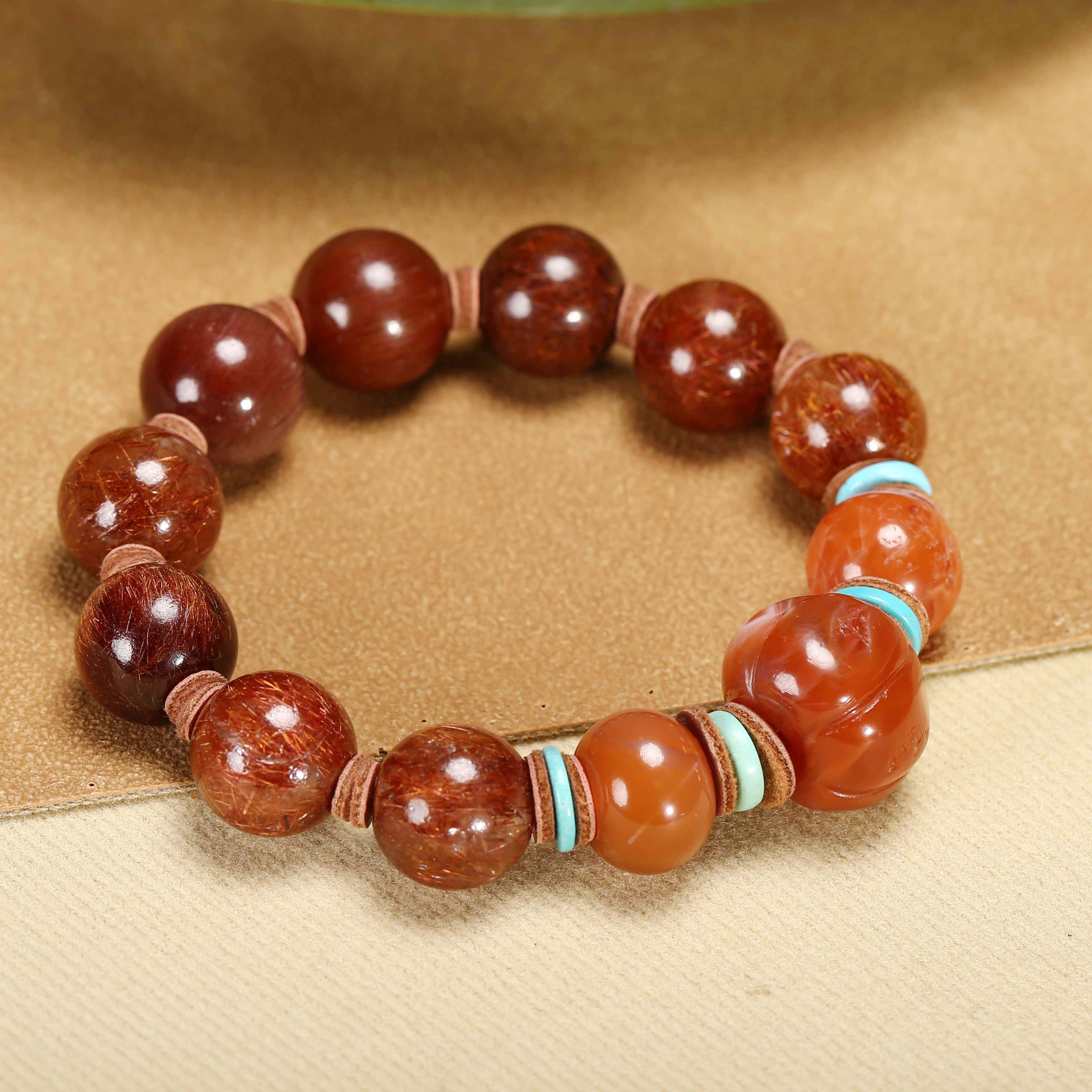 【济文阁】JOY25011703清代 发晶南红手串