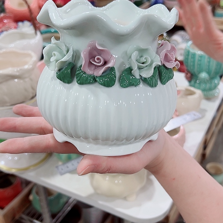 有孔，凑单福利满10元发货陶瓷多肉花盆！