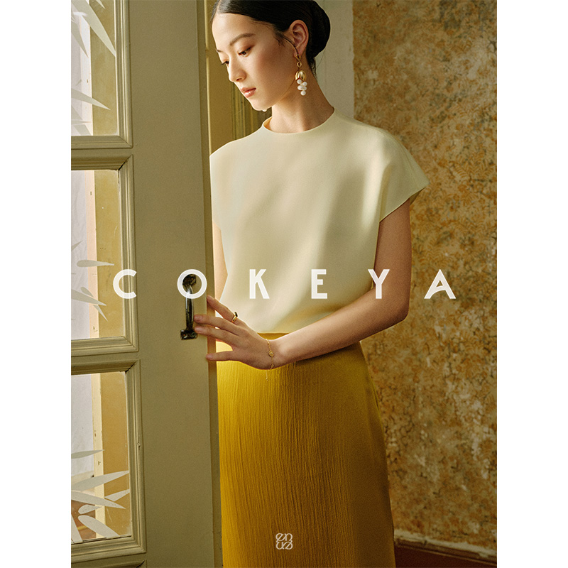 COKEYA/简约与~重磅30姆米重绉6A级真丝桑蚕丝缎面短袖衬衫女