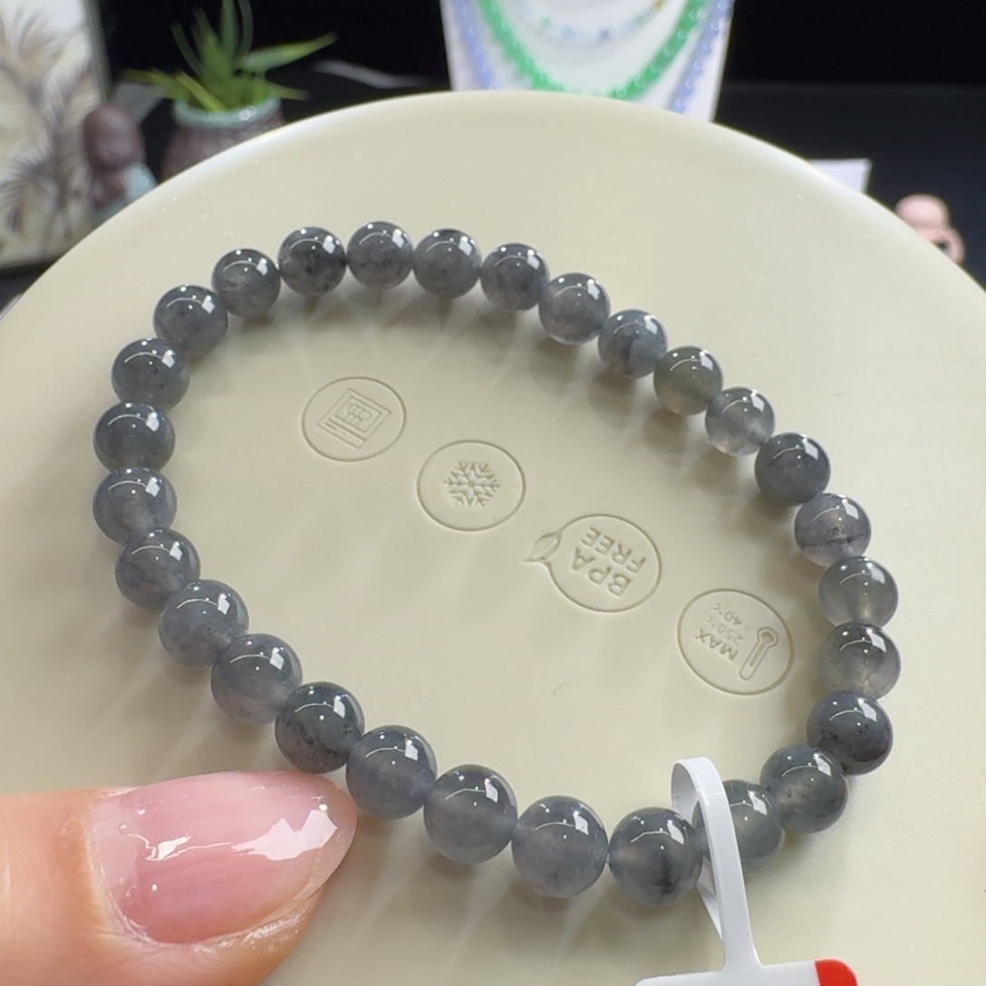 翡翠未镶嵌颈饰力推水墨冰乌鸡单圈6.6mm