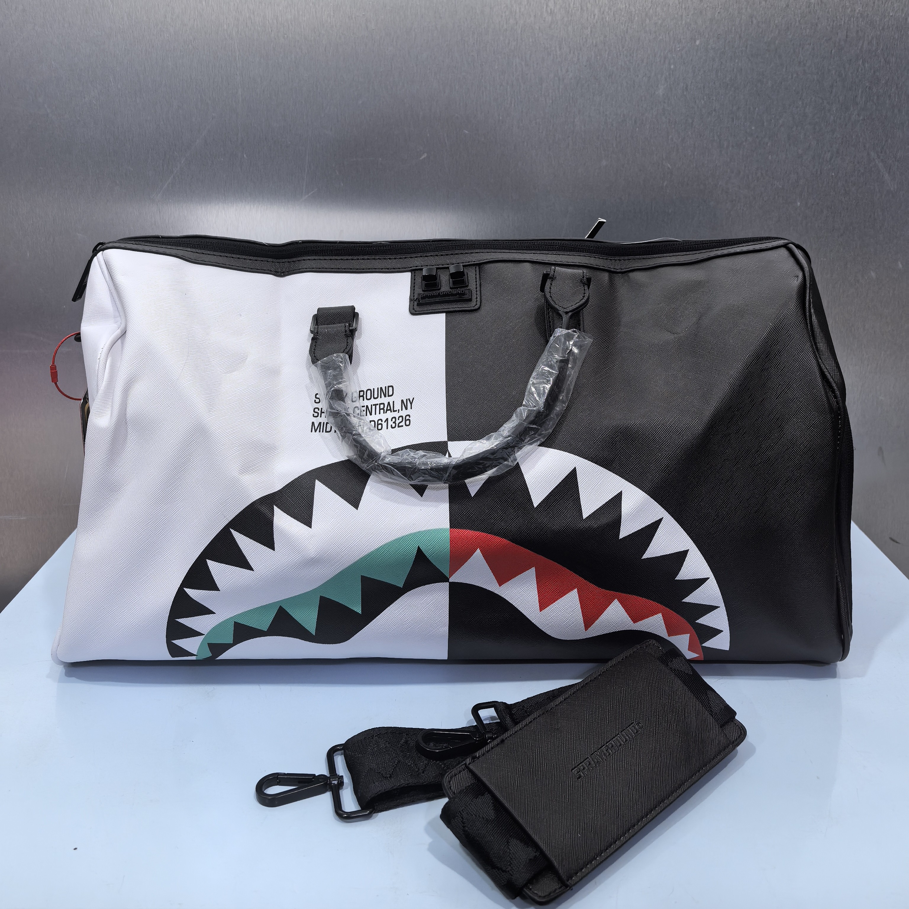 LX-121498-SPR潮流时尚拼接印花百搭休闲运动斜挎手提旅行包