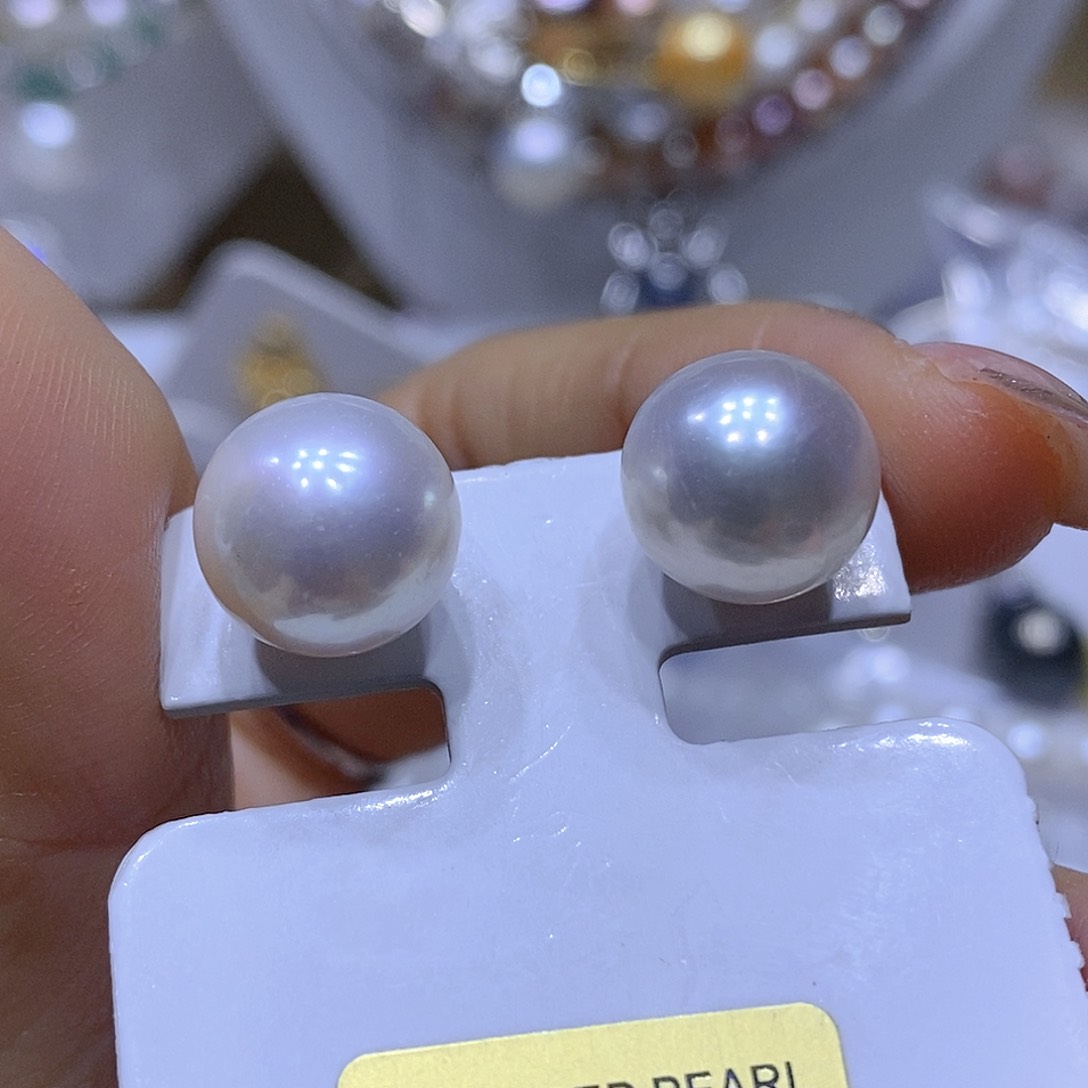 淡水珍珠耳钉银S925镶嵌