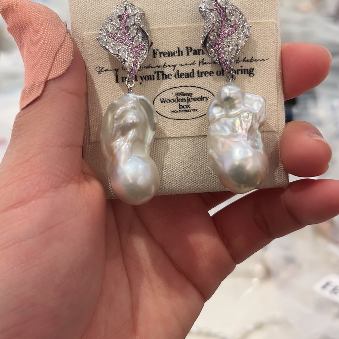 淡水珍珠耳饰合金