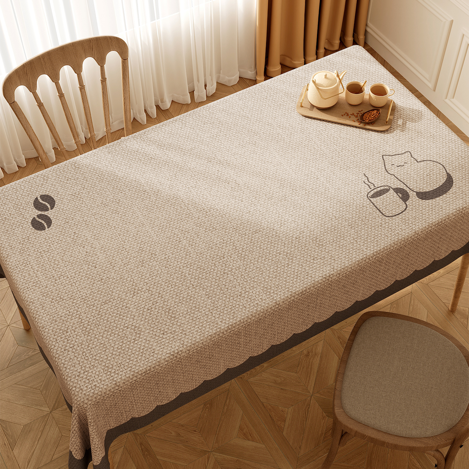 侘寂风桌布防水防油免洗茶几桌垫长方形pvc防烫隔热台面保护垫