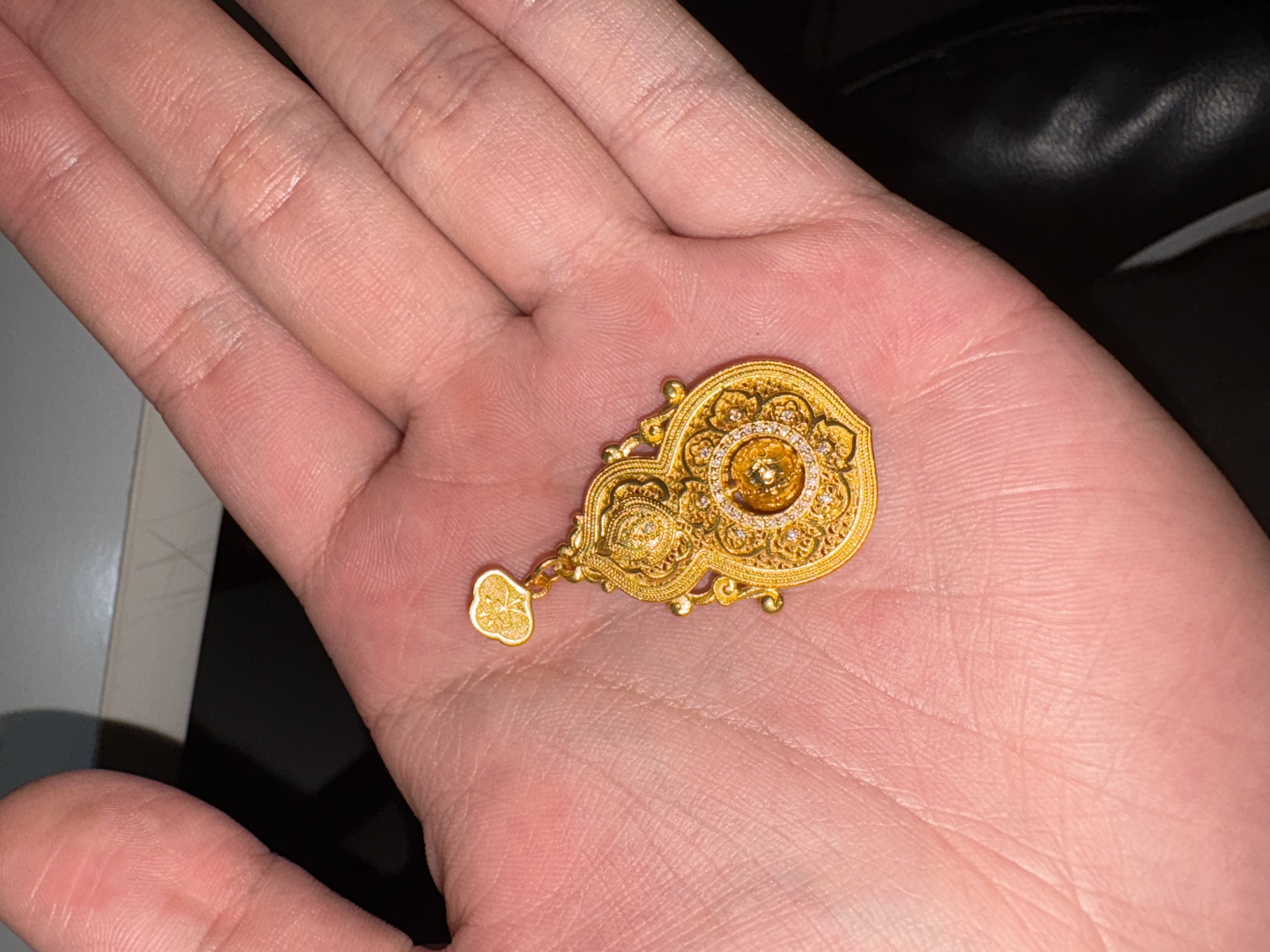 左一链接足金吊坠17.38g/四美葫芦