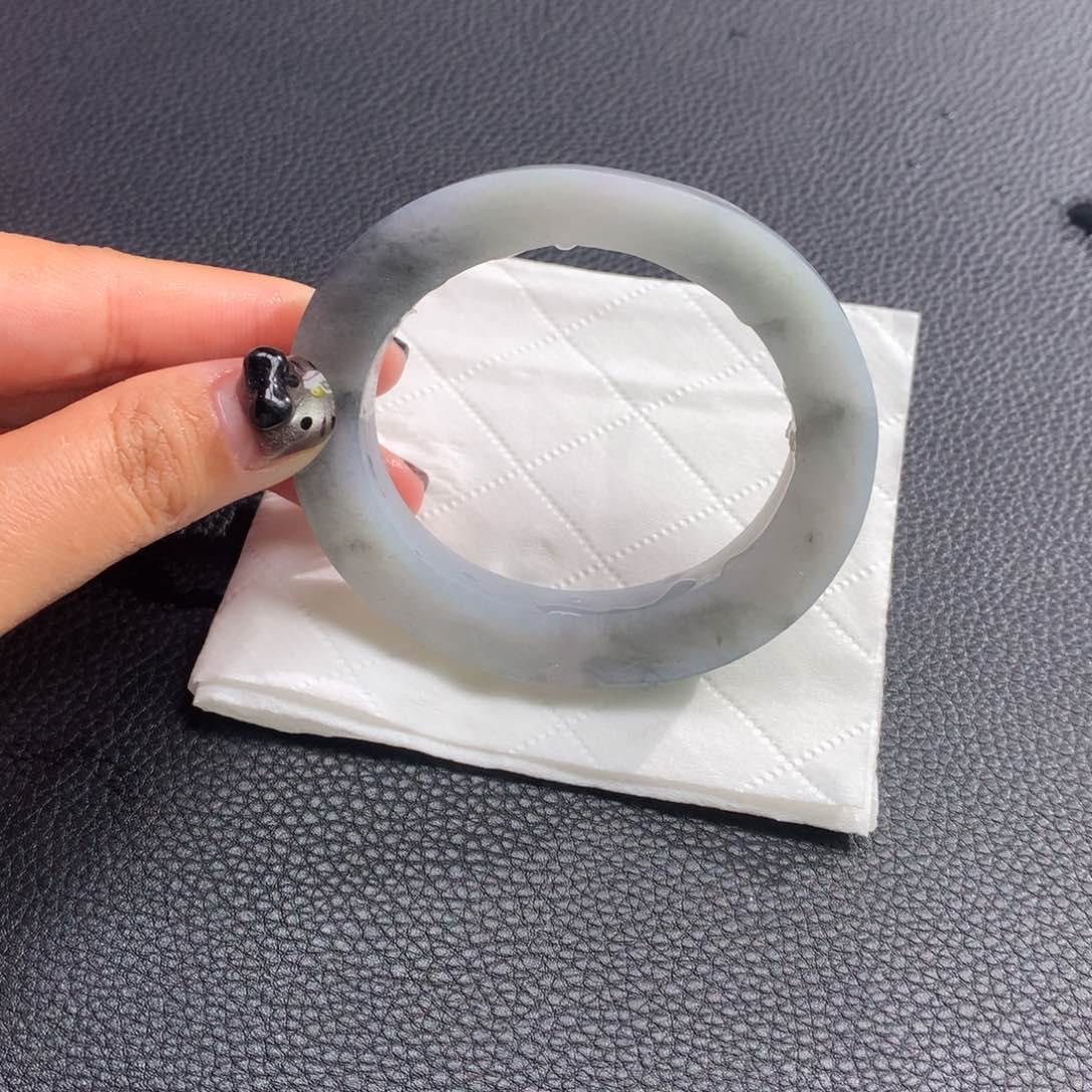 定制翡翠烟紫乌鸡翡翠手镯未镶嵌