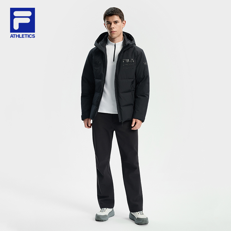 斐乐男款【鹅绒连帽保暖】冬季新款挺括户外羽绒服A11M546919F