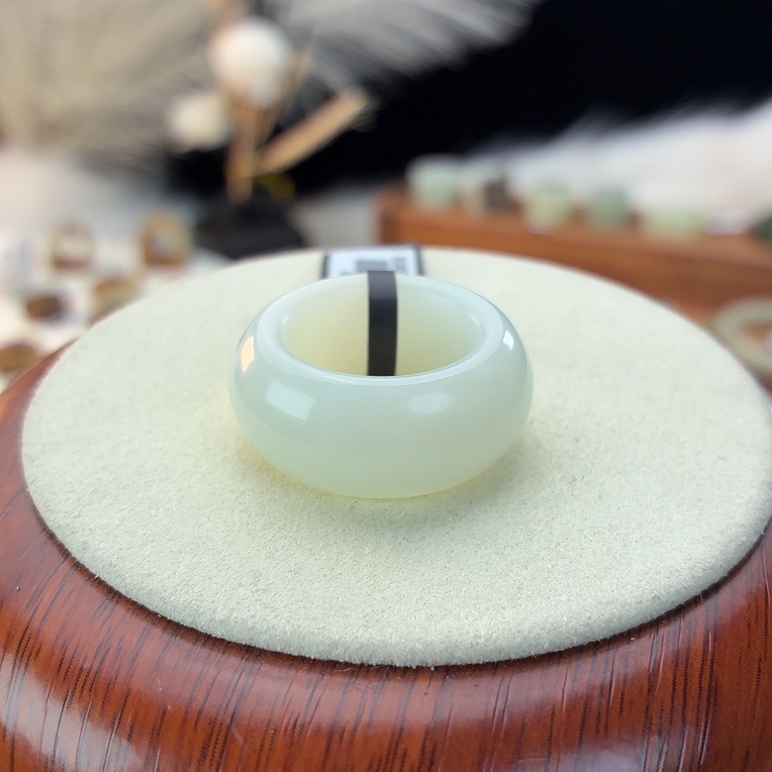 和田玉未镶嵌戒指i105白月光墩墩17.8mm