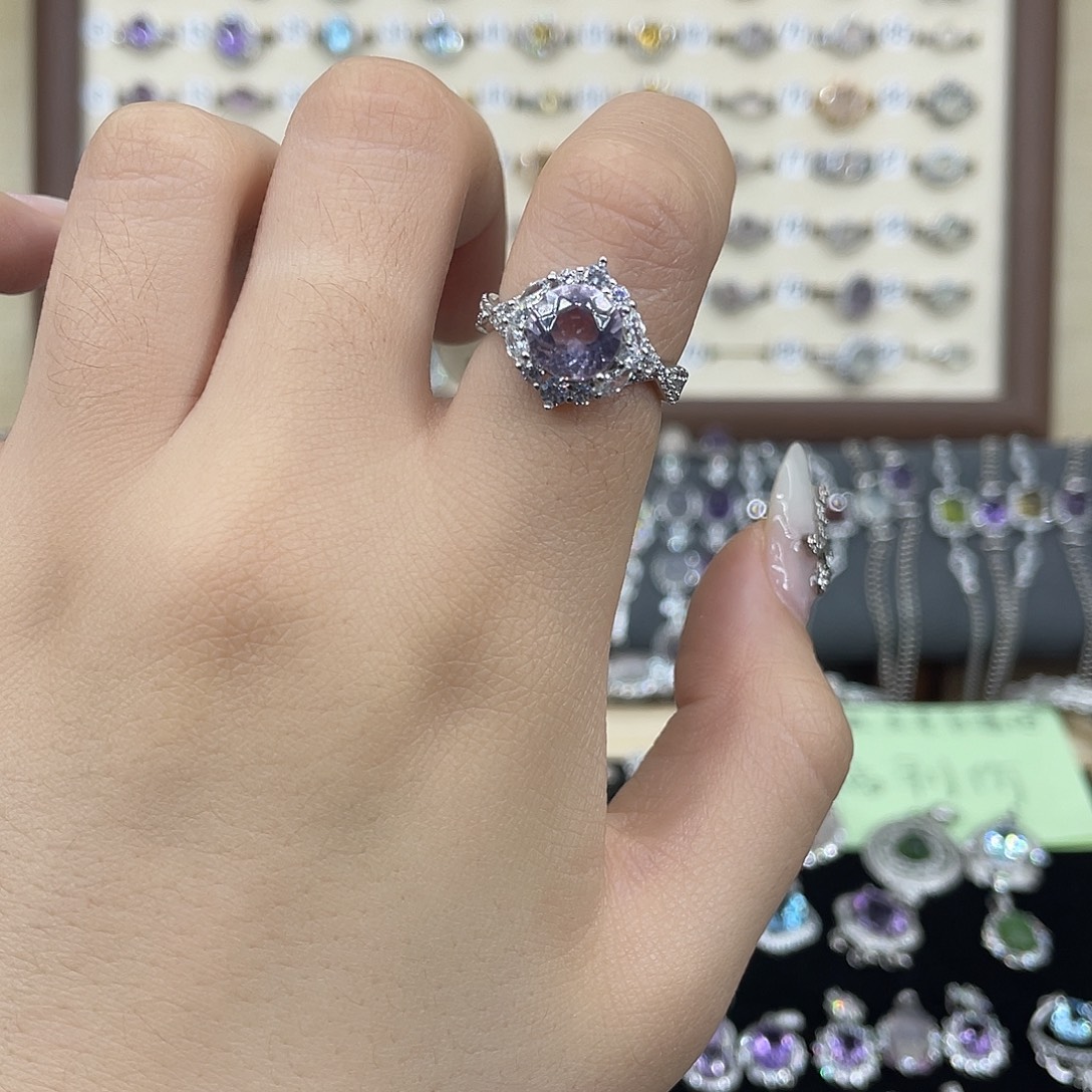 0***ᐝ紫晶银S925镶嵌戒指