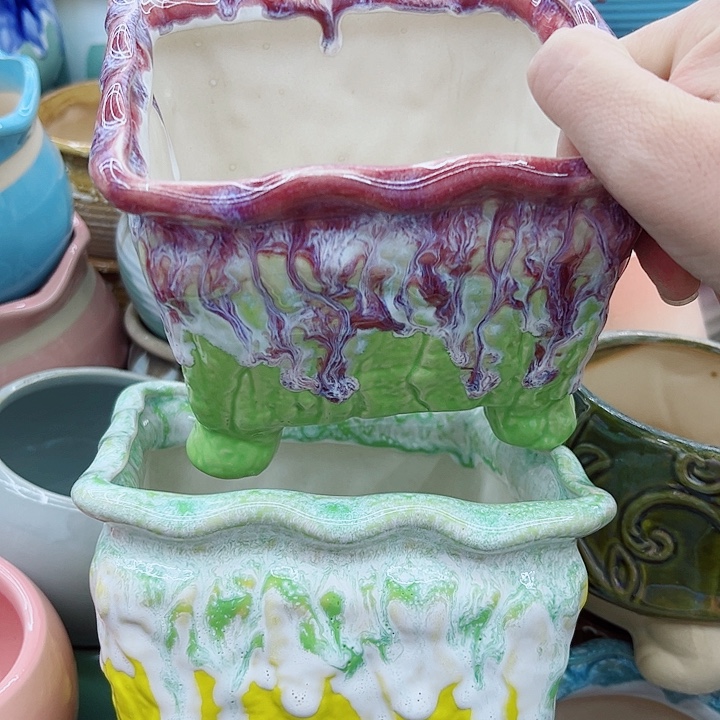 多肉绿植陶瓷花盆9.9包邮，有孔