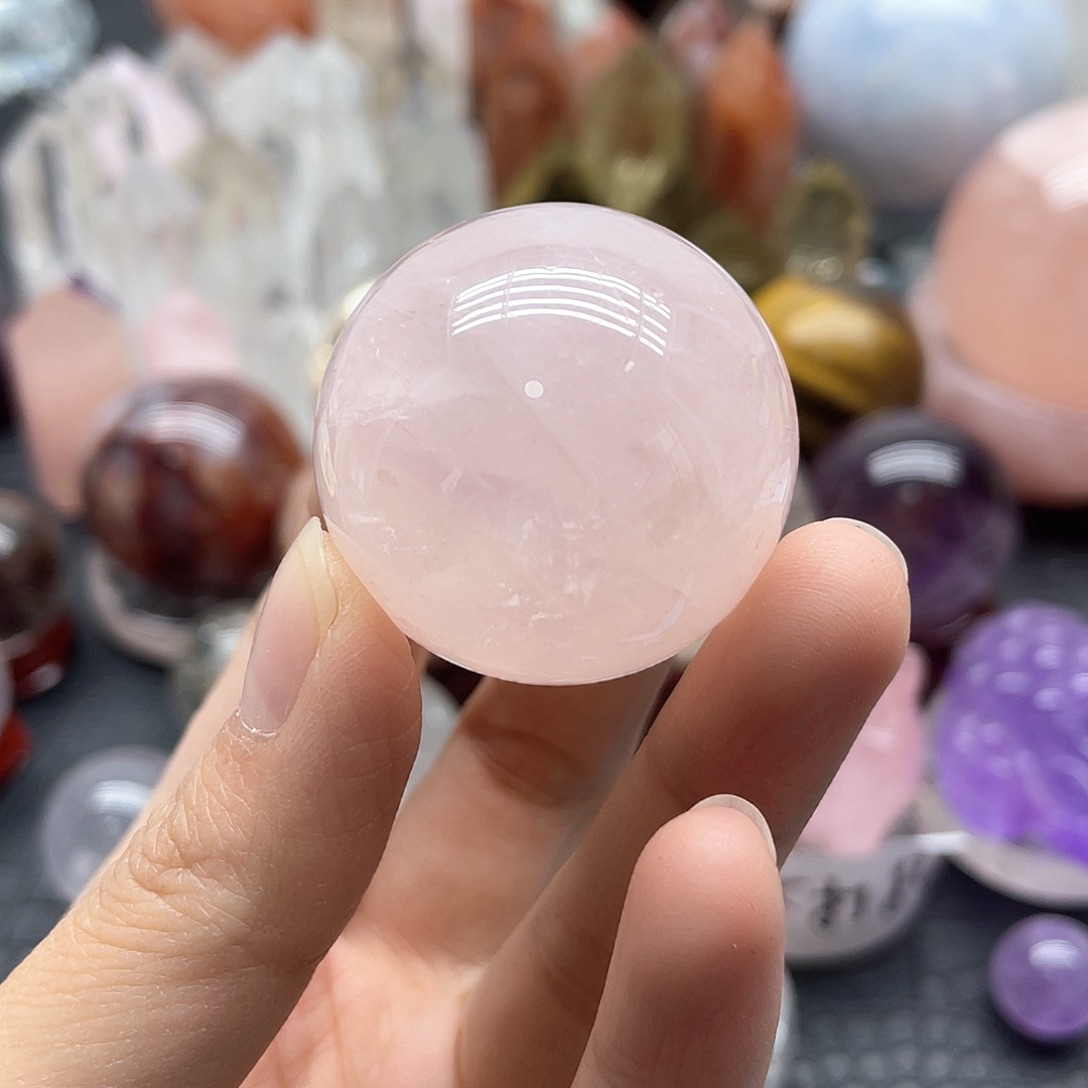 未镶嵌水晶珠宝半成品35粉晶球卡3.5mm