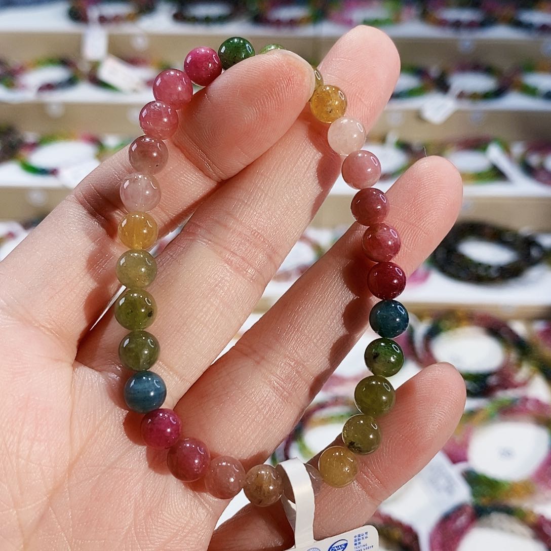 碧玺手链未镶嵌G2492素圈颜色微差