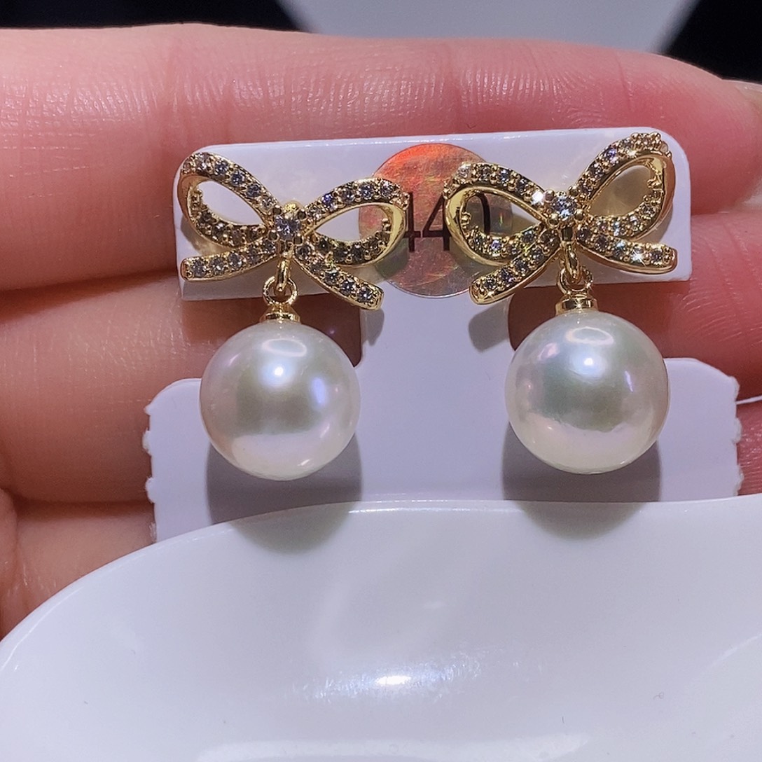 淡水珍珠耳饰银S925镶嵌