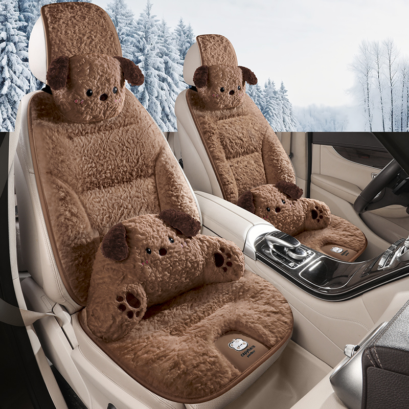 夏雷顿冬款毛绒通用高档加厚绒汽车坐垫秋冬防滑五座椅垫卡通单垫