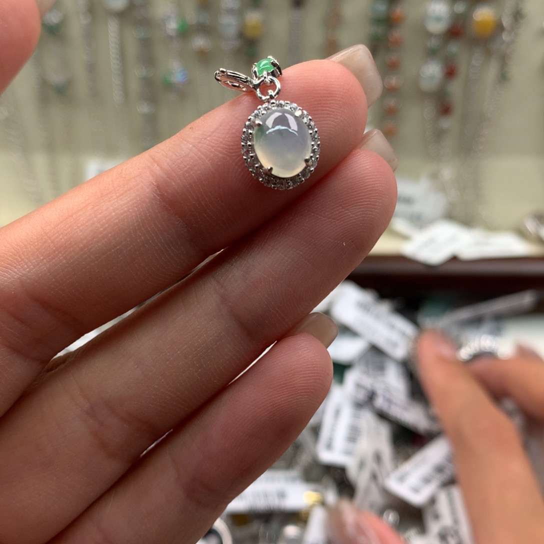 翡翠银S925镶嵌吊坠(不含链)吊坠