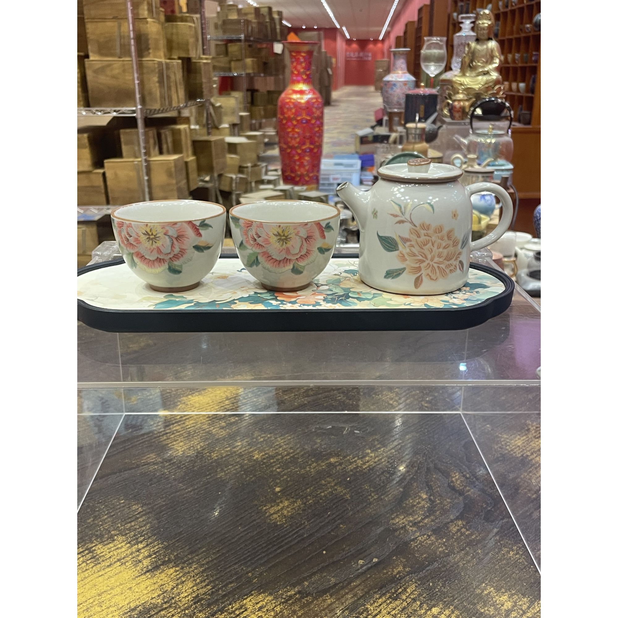 【闪购商品】陶瓷功夫茶具套装一壶二杯带茶盘一套，999205